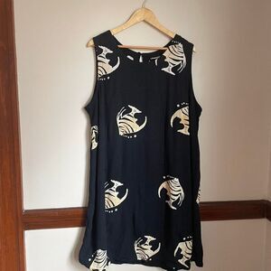 Vintage 90/Y2K Peppermint Bay Women's Black/White Fish Print Dress Fishermancore